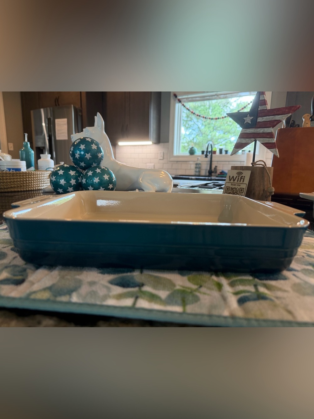 NEW Le Creuset Rectangular Baker Dish 32cm In Deep Teal Blue Green RETIRED RARE